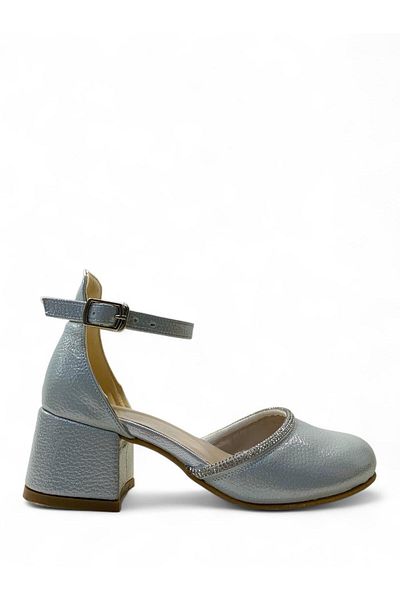 Tuğba Ortopedi 010 Girl's Silver Stone Heeled Evening Dress Shoes
