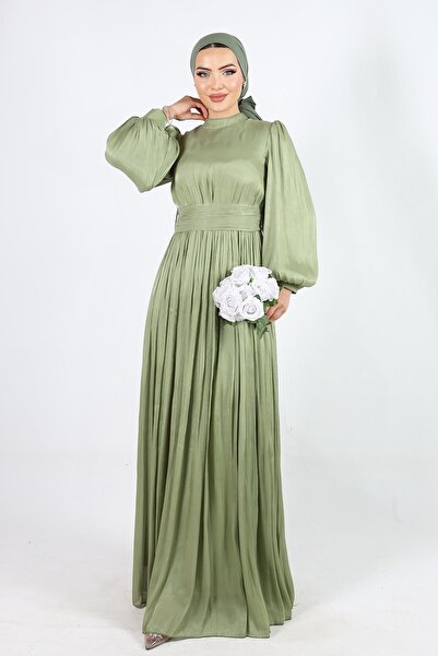 Olcay Detailní večerní šaty Yoryo z hedvábného hidžábu s páskem v pase CHAGLA 1225