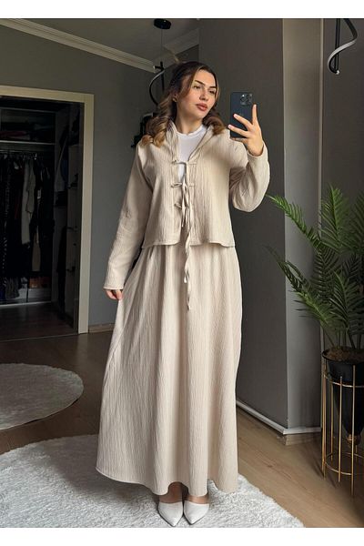 Qenz Modest Eid Suit -Κρέμα