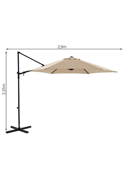 OEM Umbrelă Grădină Bej cu brat Lateral, 290×290 cm din Oțel şi Poliester cu ...