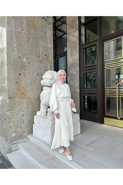 Trend Marfa Elastic Waist Tight Pleated Hijab Skirt