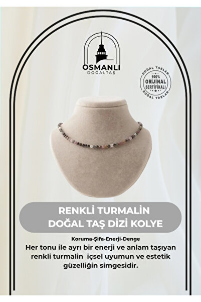 OSMANLI DOĞAL TAŞ Renkli Turmalin 4mm Doğal Taş Dizi Kolye