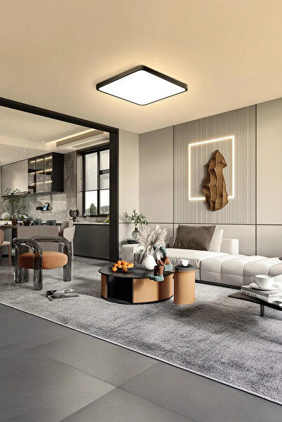 luxshome 30x30 cm Büyük Boy 24W Siyah Kasa Led Panel Avize Armatür Salon Banyo Balkon Tuvalet ve Wc Lambası