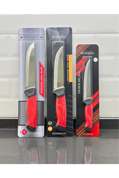 DepoMega 3 Parça Kurban Bıçak Seti Profesyonel Kasap Bıçağı Ekmek Bıçağı