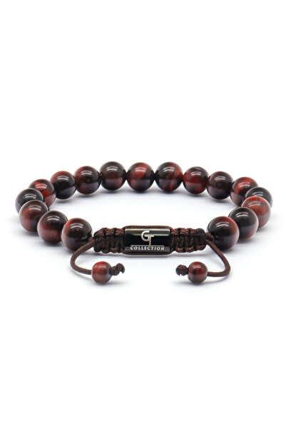 GT Collection Pánský náramek GT Collection s jedním korálkem, ČERVENÉ TYGŘÍ OKO, energetické kameny, univerzální velikost a nastavitelná šňůrka