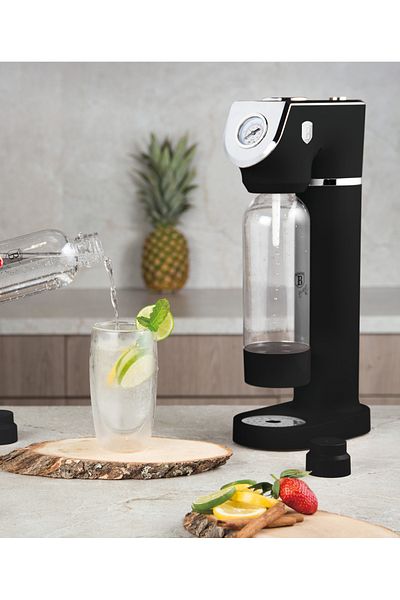 Berlinger Haus Soda Maker | Sparkling Water Maker | 2 Bottles | Matte Black Collection | Standard Co2 Cylinders