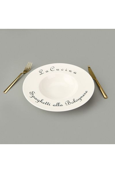 Evidea Kitchen La Luciana Porcelain Pasta Plate - Black / Cream - 26 cm