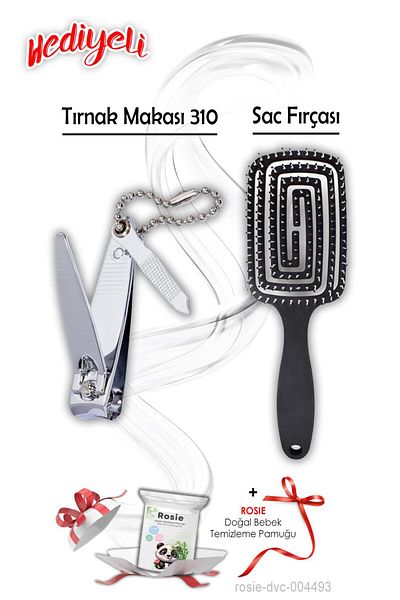 Tarko Nail Clipper 310 and Black Hair Brush, Rosie Cotton Gift