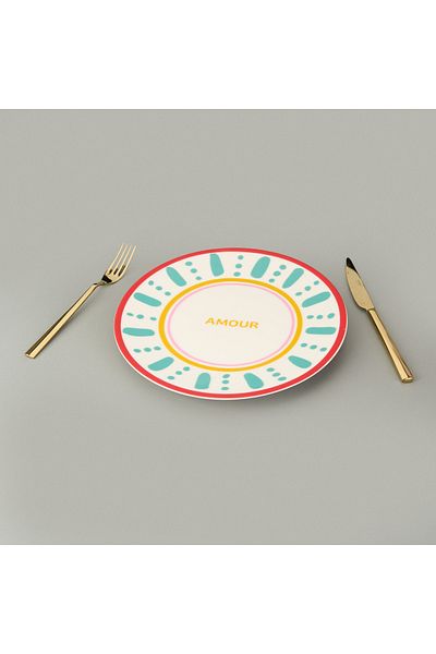 Evidea Kitchen Amour Serving Plate - Colorful - 25 cm