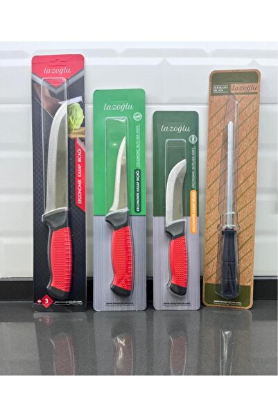 DepoMega 4 Parça Kurban Bıçak Seti Profesyonel Kasap Bıçağı Sıyırma Yüzme Masat