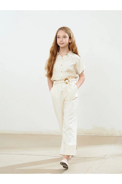 LC Waikiki Lcw Kids Beige Elastic Waist Girls' Trousers