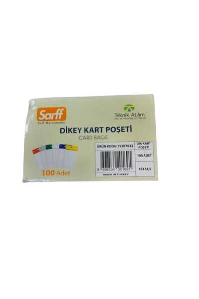 SARFF DİKEY ŞEFFAF KART POŞETİ 10x14.5 CM (5 ADET)+SARFF KART ASKI İPİ KIRMIZI METAL KLİPS (5 ADET)
