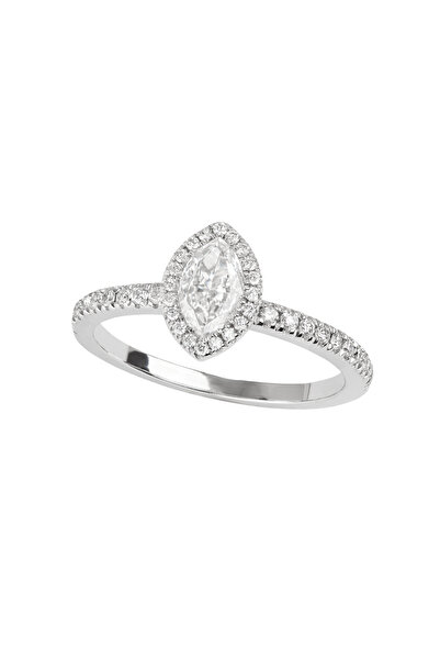 Abgar Özasi Mücevherat (E/VS2) Markiz Kesim Kenar Taşlı Pırlanta Tektaş, Quee...