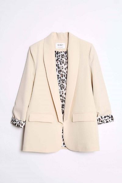 QİMYA BUTİK ROBIN Women's Leopard Lined Blazer Jacket