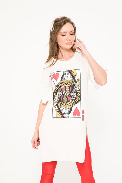 BEBE PLUS Women's Ecru Side Slit Print Detailed Tunic 23440