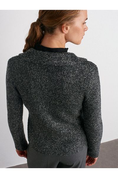 Dilvin 60265 Polo Collar Buttoned Pocket Detailed Knitwear Cardigan