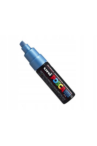 POSCA Marker cu vopsea PC-8K, vârf teșit de 8,0 mm, albastru metalizat