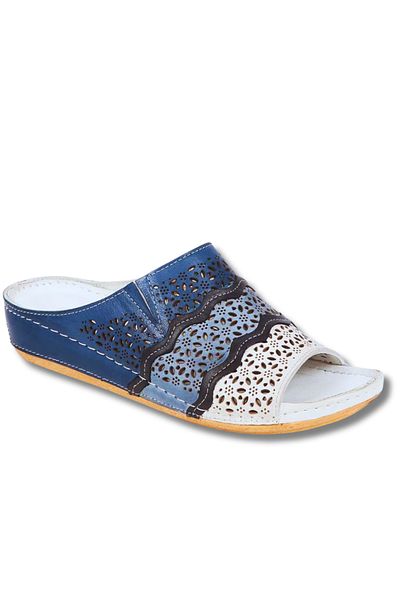 İNZE AYAKKABI Multicolored Genuine Leather Slippers - Model Name Solina
