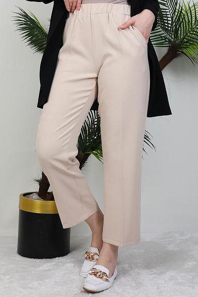 GİYZAMİLA Classic Trousers Beige