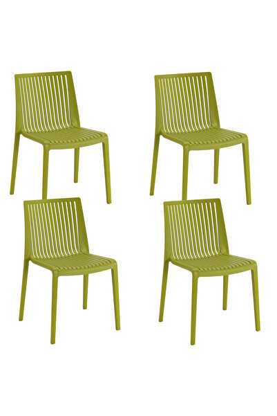 Papatya Cool Plastik Sandalye 4lü Paket Yeşil - Bahçe Balkon Mutfak Sandalyesi
