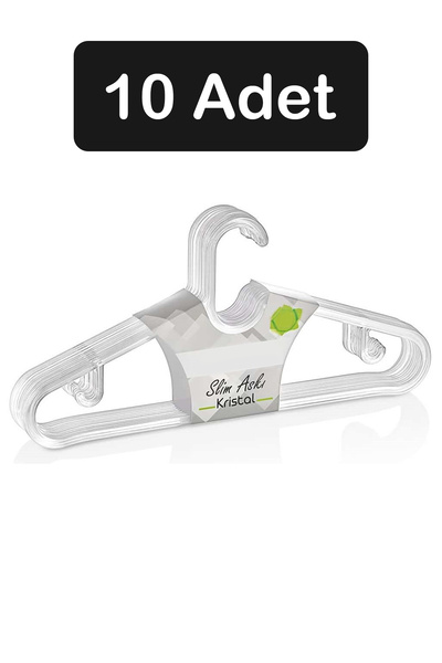 Fesya Home 10 Adet Kristal Plastik Elbise Askısı Kıyafet Askısı Pantolon Askı...