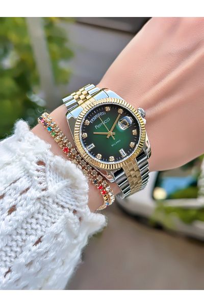 Ferrucci Woman's Wrist Watch with Steel Cord Calnder 3 Atm Waterproof 2 Years Warranty