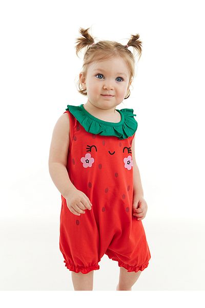 Denokids Süße Erdbeere Baby Mädchen Baumwolle Sommer Strampler
