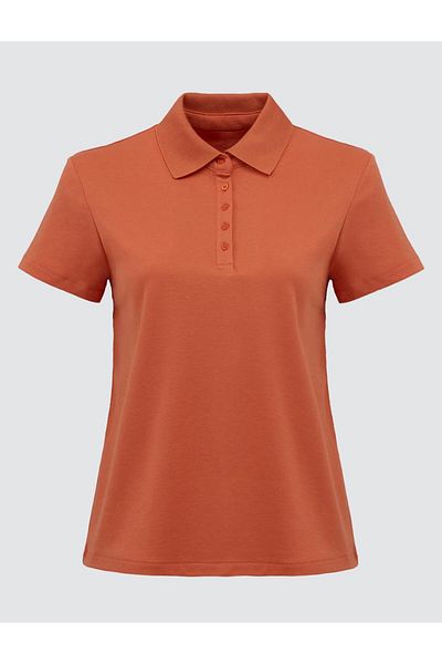 Jimmy Key Orange Straight Cut Shirt Collar Short Sleeve Knitted T-Shirt