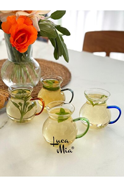 Luca Mia Renklikeyif 4’lü Cam Çay Bardağı Seti – Şık ve Modern Tasarım, Isıya...