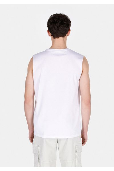 Colin's Tricou alb pentru bărbați, fără mâneci, cu gât rotund