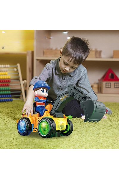 PLAYZO Engineering Excavator Toy Light-up Construction Vehicle With Rotating Wheels & Music