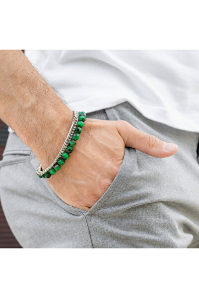 GT Collection Συλλογή GT, Ανδρικό Βραχιόλι με Πολυεδρικές Πέτρες TIGER EYE, Ένα Μέγεθος, Ρυθμιζόμενο Κούμπωμα