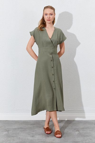 TENA Women's Double Breasted Collar Skirt Buttoned Modal Dress
