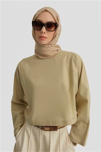 Armine Kup Dikiş Detaylı Basic Bluz 25Y3715 Naturel