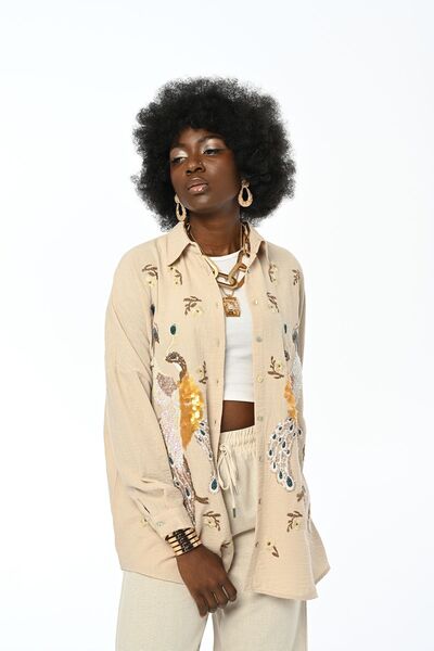 Orfeo Negro ΓΥΝΑΙΚΕΙΟ ΜΠΡΟΣΤΑ ΚΕΝΤΗΜΑ ΠΑΓΙΕΤΑΣ ΠΟΥΚΑΜΙΣΟ OVERSIZE