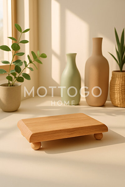 Mottogo Misket Top Ayaklı Ahşap Altlık - Yağdanlık ve Sıvı Sabunluk İçin Kullanılabilir