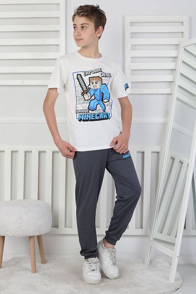 ZUZUNGA Explore Create Patterned Boys' Single Jersey Short Sleeve Pajama Set