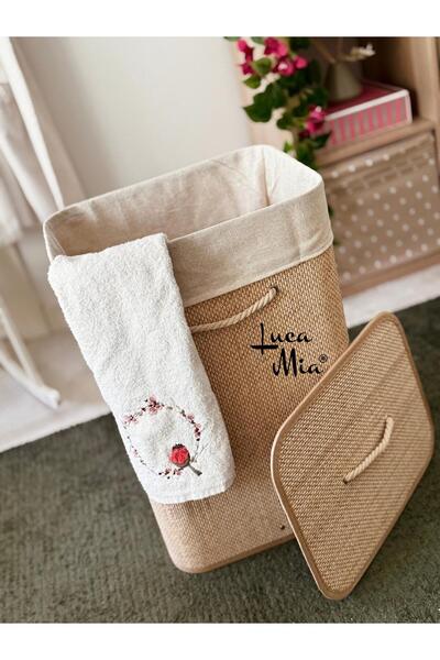 Luca Mia Φαρδύ μπεζ καλάθι ρούχων με 2 θήκες – Ύψος 60 εκ., πτυσσόμενο και με...