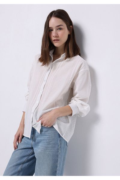 Colin's Regular Fit Shirt Neck Plain Women's White Long Sleeve Shirt