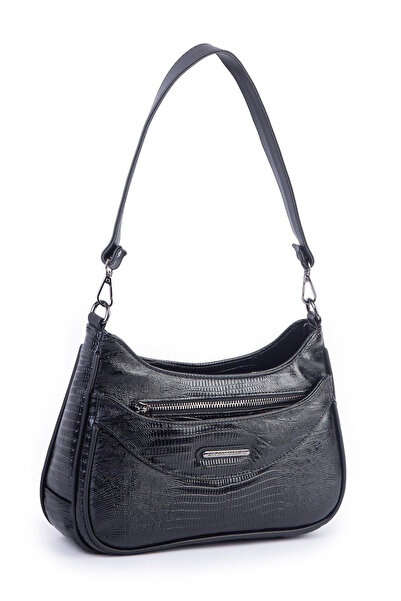 Nas Bag Geantă baghetă de umăr și crossbody pentru femei - laser negru (28X17...