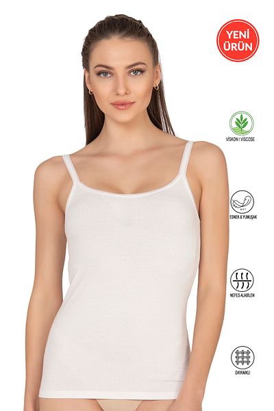 ÖZKAN underwear Özkan 27412 قميص قصير نسائي من الفسكوز مصنوع من نسيج مرن ومريح من التول مع حزام حبل