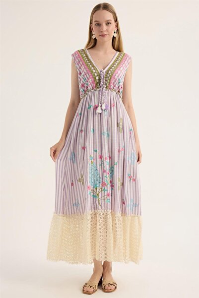 HomeStore Çizgili Uzun Elbise