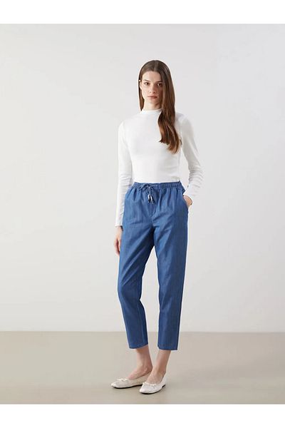 LC Waikiki Pantaloni de damă LCW Modest Indigo cu talie elastică Carrot Fit