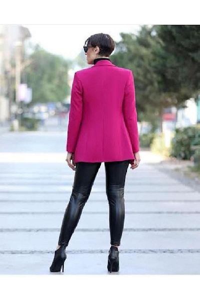 PARKDERİN Blazer Young Plus Size cu detaliu cu nasturi negri