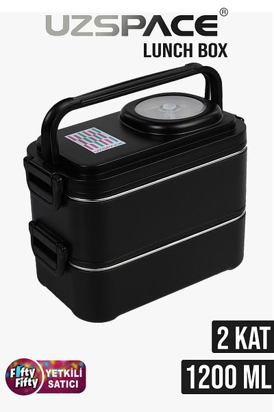 Uzspace 1200 ml Two Layers Four Compartments Stainless Steel Lunch Box New Generation Lunch Box - with Sauce Bowl Model -