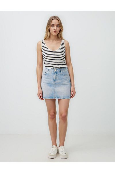 Jimmy Key Light Rodeo 100% Cotton Straight Cut Normal Waist Mini Denim Skirt