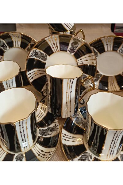 BY.RAYKA PORSELEN El Dekor Siga Porcelain Hand Decor Painting Cup Set