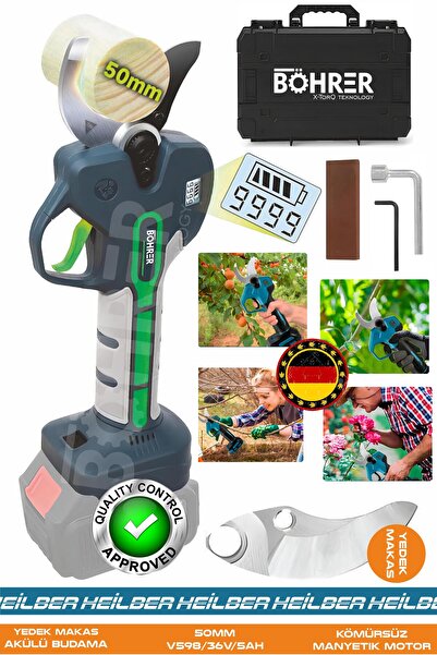 BÖHRER Alman Pro Ba01071y 50mm 21v Budama Makası | Akülü – Şarjlı – Bağ Ve Bahçe Için Dal Kesme Makinesi
