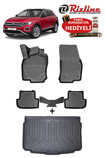 Rizline Volkswagen T-ROC 2017-2025 Havuzlu Paspas ve ALT Bagaj Havuzu Seti HE...