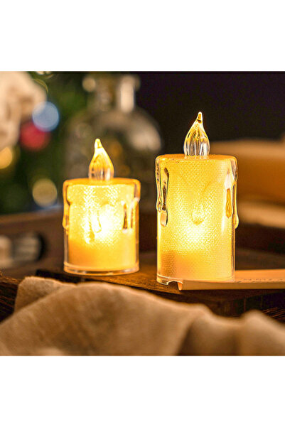 KuantumHome Dekoratif Alevsiz Led Işıklı Pilli Mum Masaüstü Şık ve Güvenli Ge...